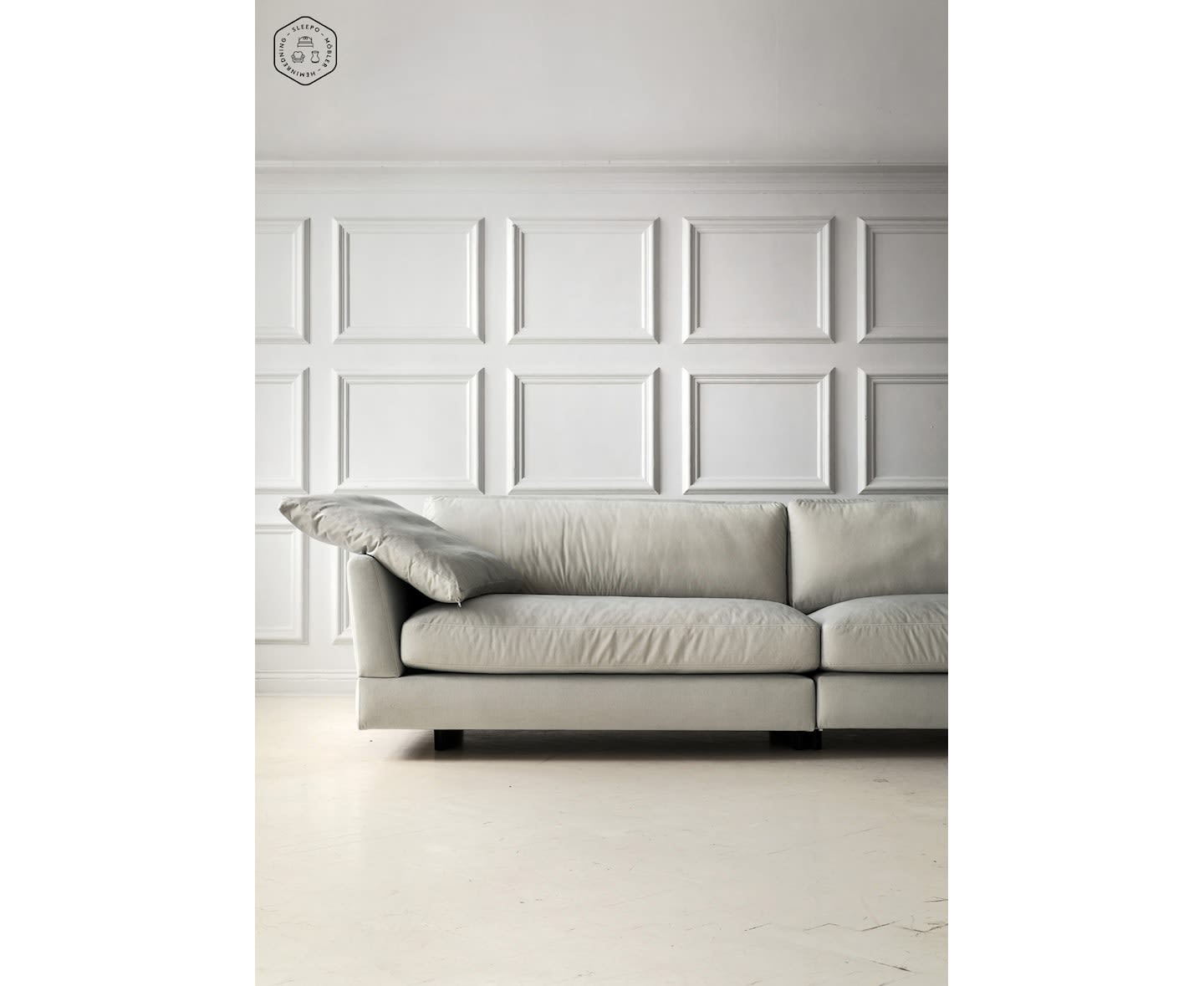 Sleepo Holly 4-Seters Sofa Fløyel Greige 296cm