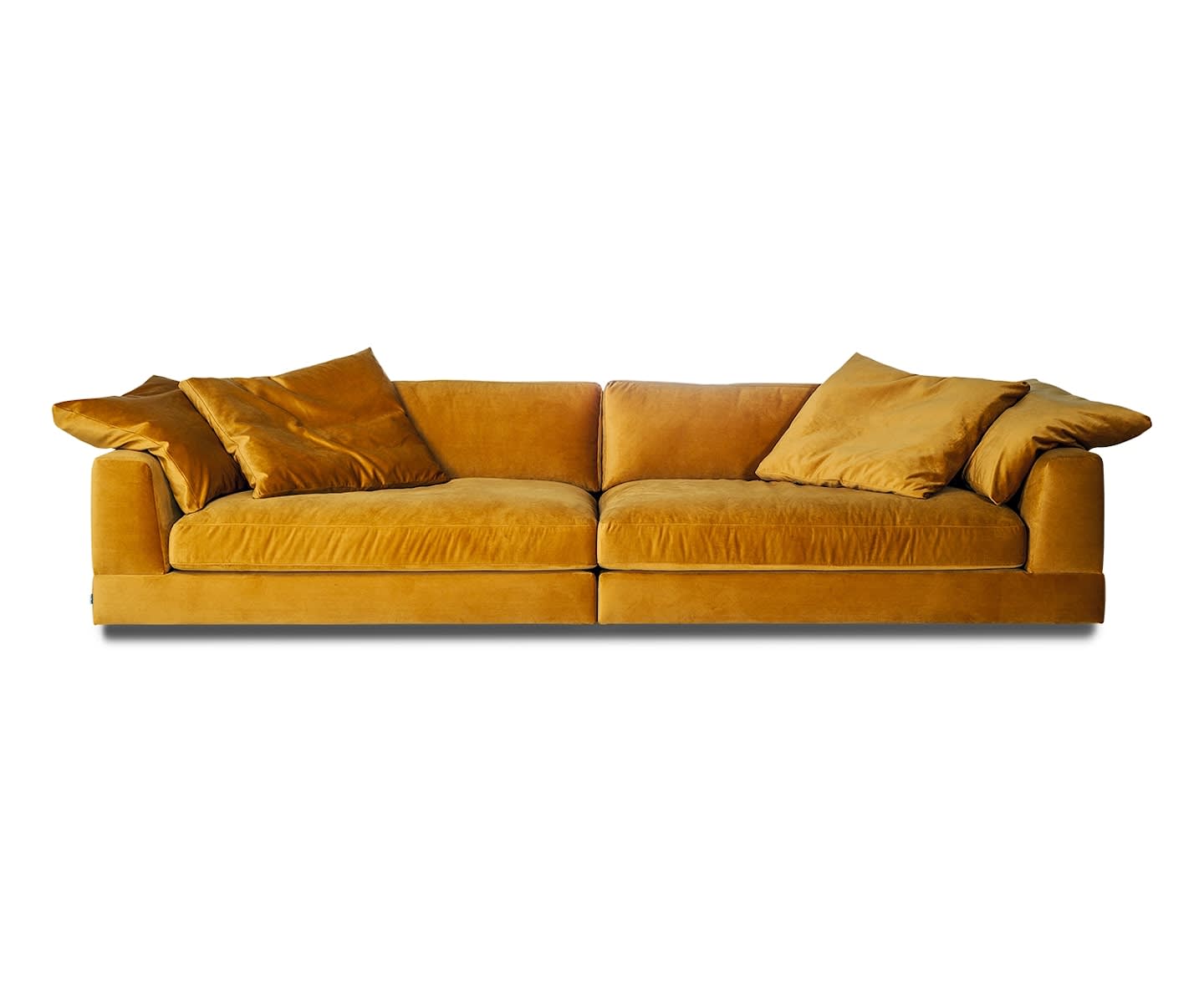 Sleepo Cooper 4-Sitzer Samtsofa Gelb 324cm