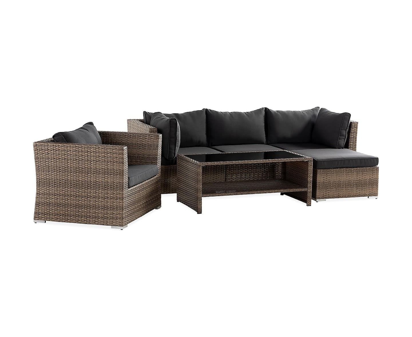 Nordic Outdoor Flynn 5-sits Loungegrupp inkl Bord Sand/Mörkgrå