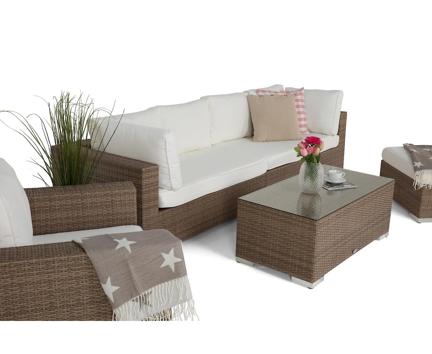 Nordic Outdoor Bora 6-seters loungegruppe inkl. sofa/blokkbord Sand