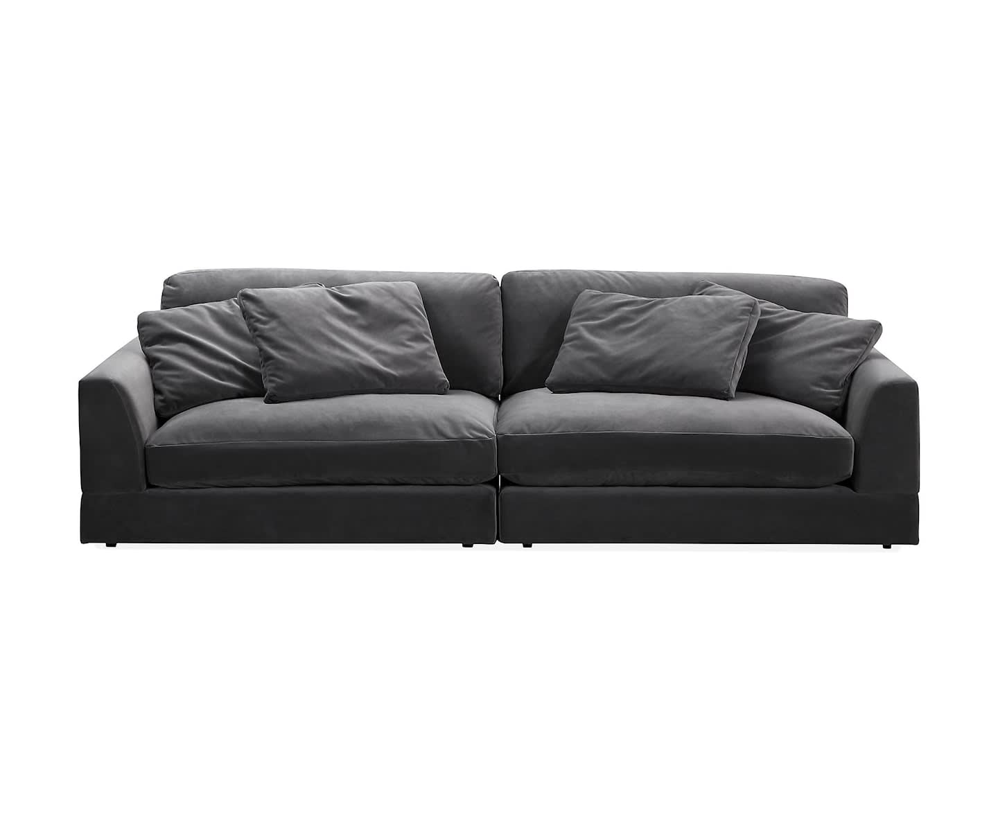 Nordic Home Leah 3-sits Soffa Sammet Grå 284cm