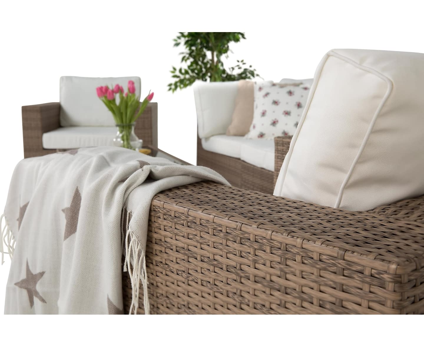 Nordic Outdoor Bora 5-seters Lounge gruppe inkl. Bord med Hylle Sand