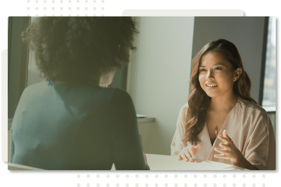 two women talking