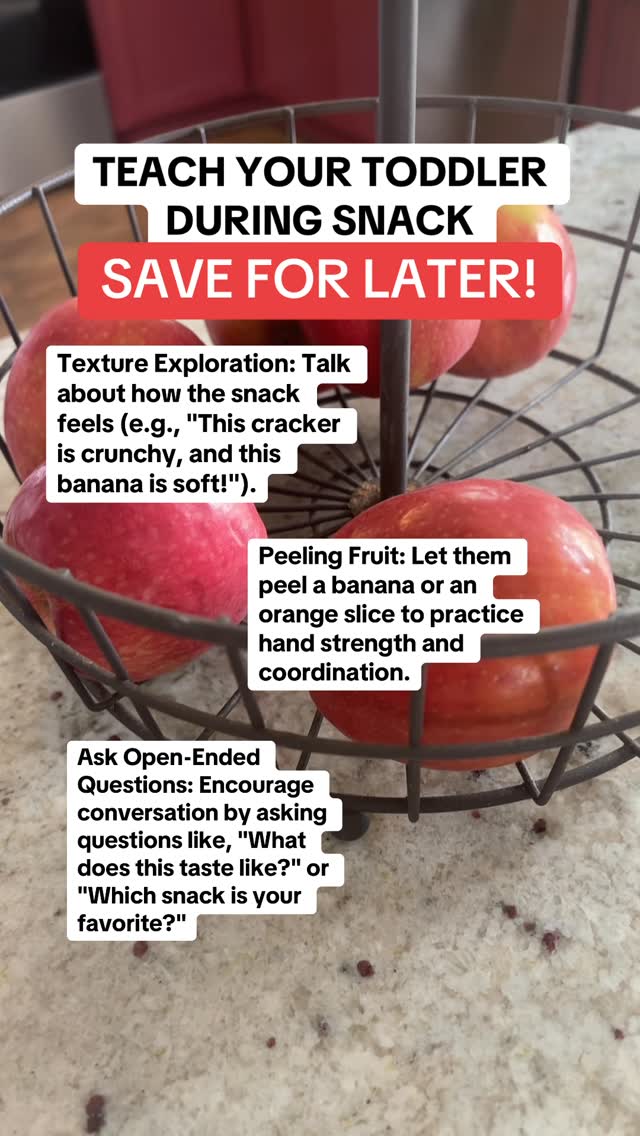 Snack time = learning time! 🧃🍎 Use everyday moment...