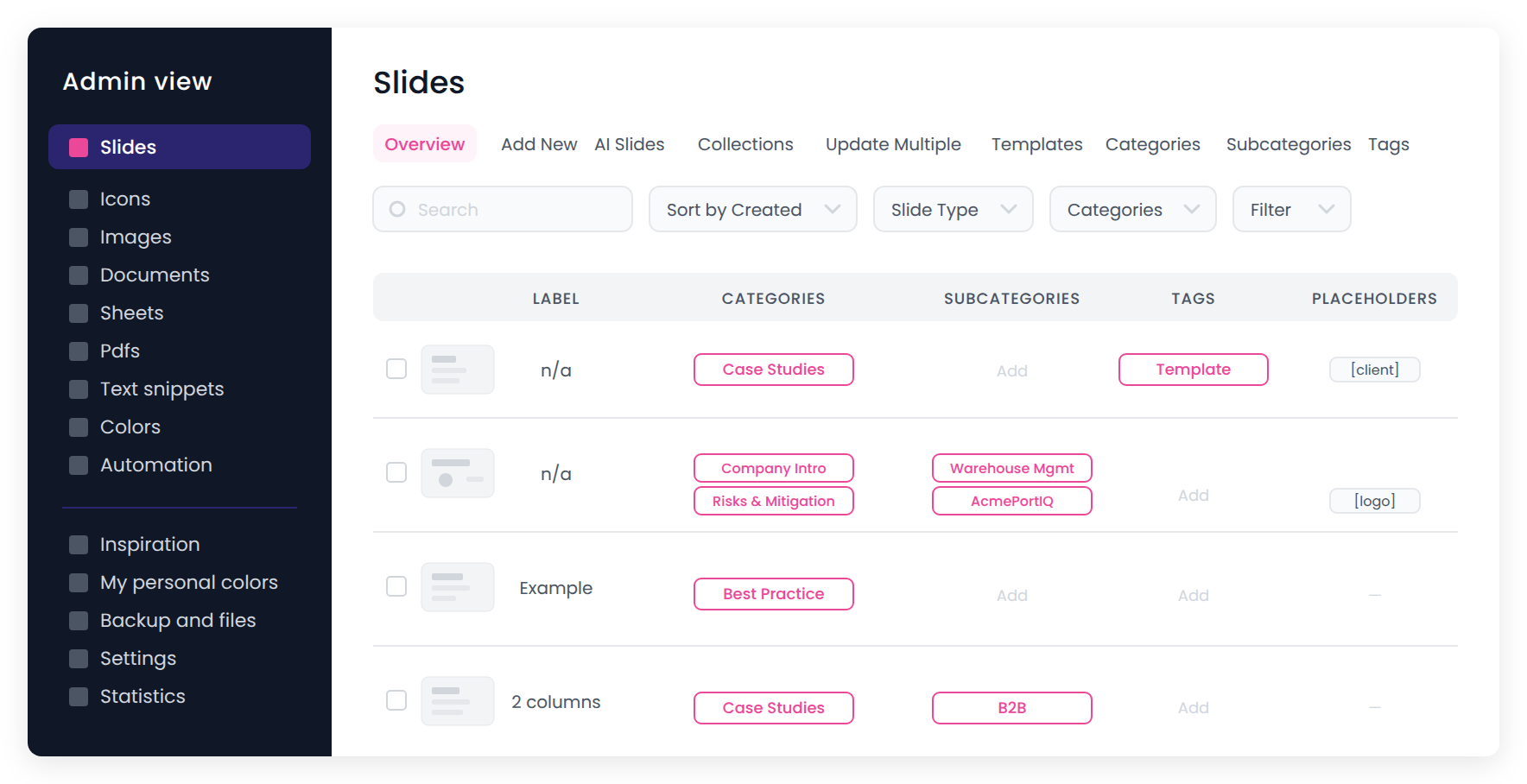 Inline asset management