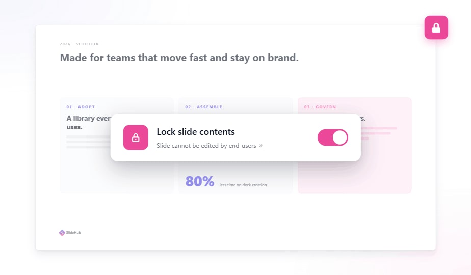 A locked slide in SlideHub that cannot be edited