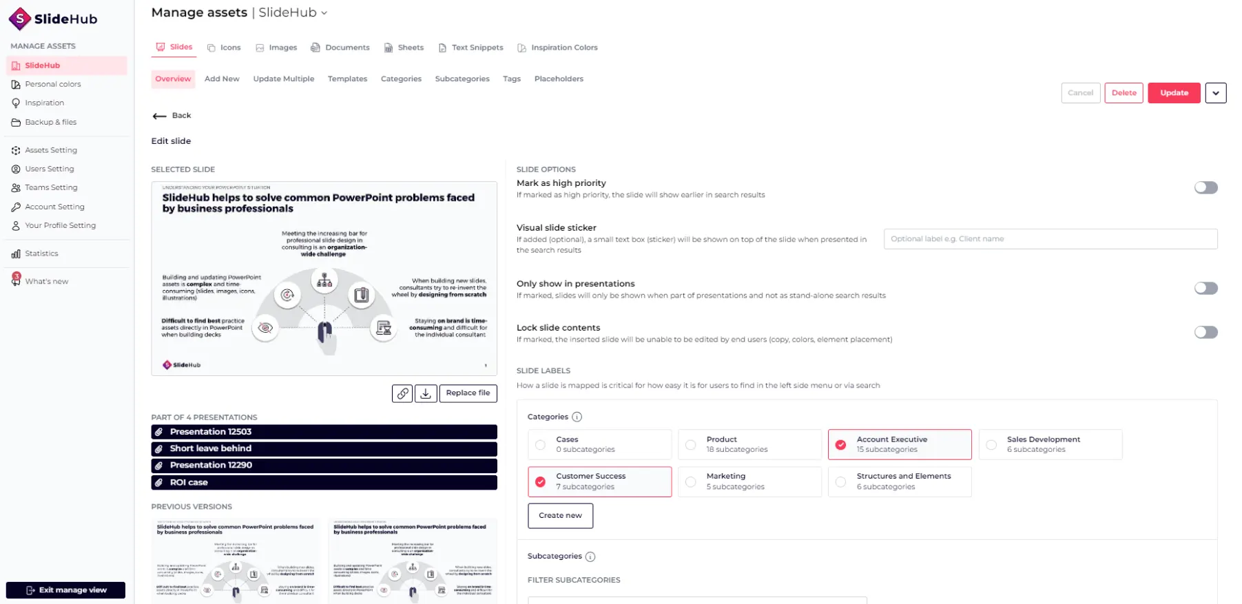 Scanning and merging similar slides in the SlideHub library