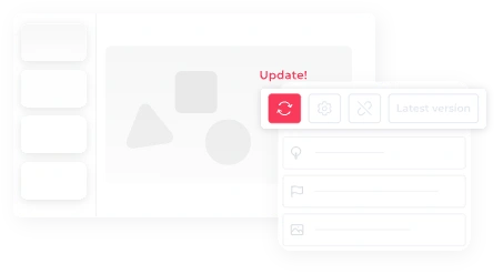 Abstract visual of SlideHub's PowerPoint add-in showing the update button for quickly updating slides directly from PowerPoint with a single click