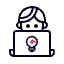 Icon depicting a person working on a laptop
