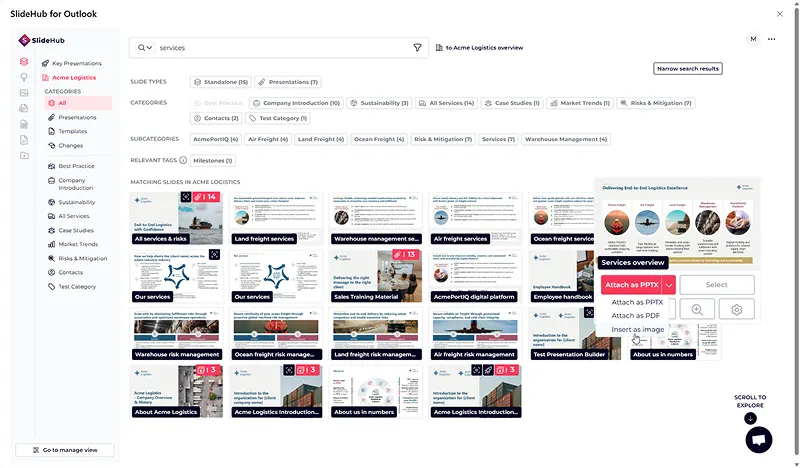 Screenshot showcasing you can insert slides as images into your emails