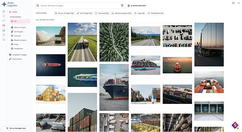 Screenshot of the company approved images that users can use to enhance their slides visually