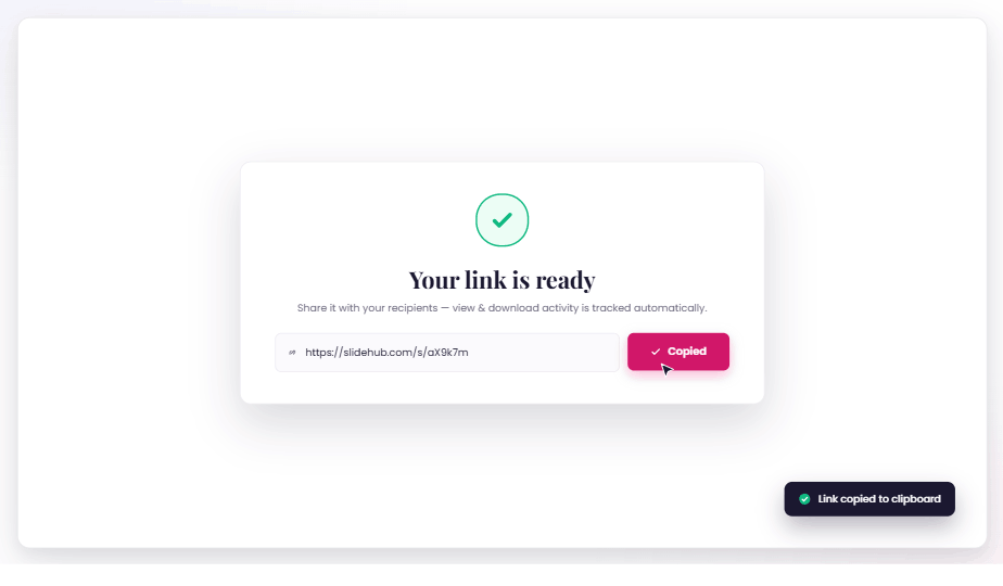 Sharing a deck via secure link in SlideHub