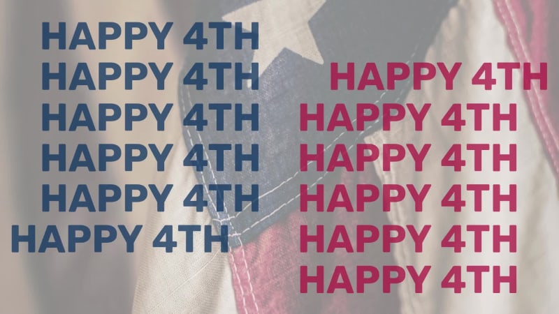 HAPPY 4TH at 1 seconds