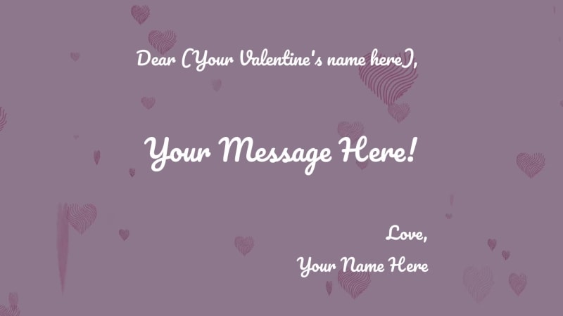 VALENTINE'S MESSAGE at 13 seconds