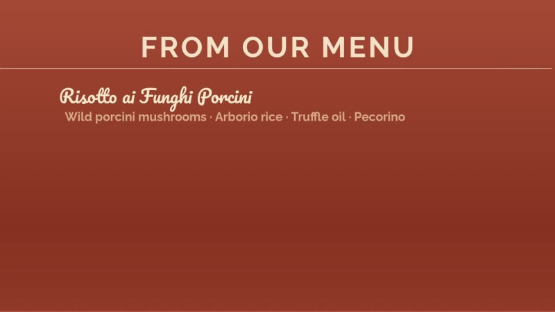 LA BELLA CUCINA at 15 seconds