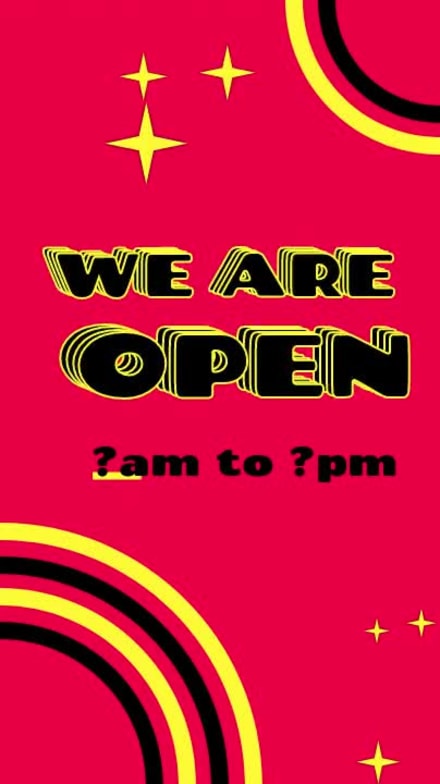 WE ARE OPEN at 2 seconds