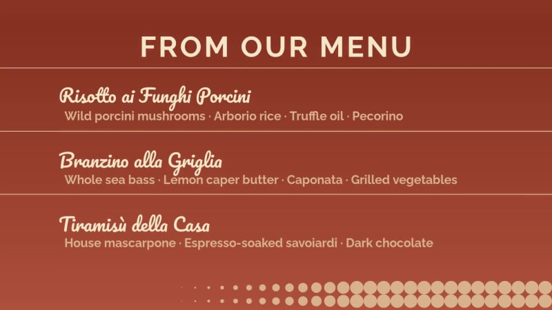 LA BELLA CUCINA at 20 seconds
