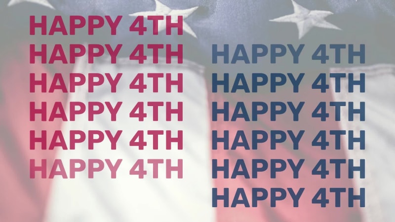 HAPPY 4TH at 3 seconds