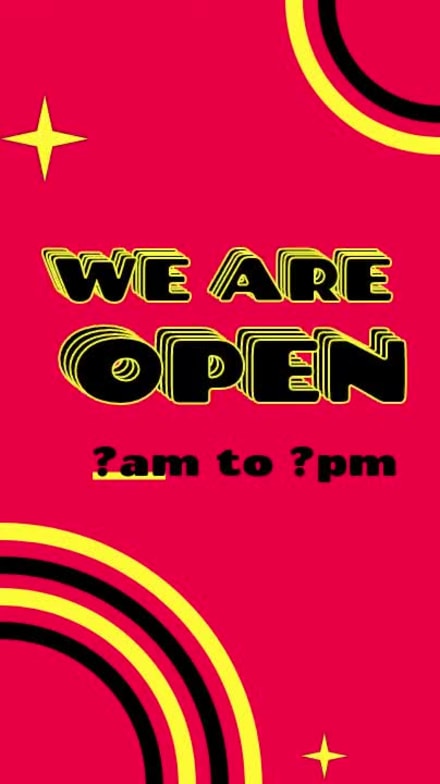 WE ARE OPEN at 4 seconds