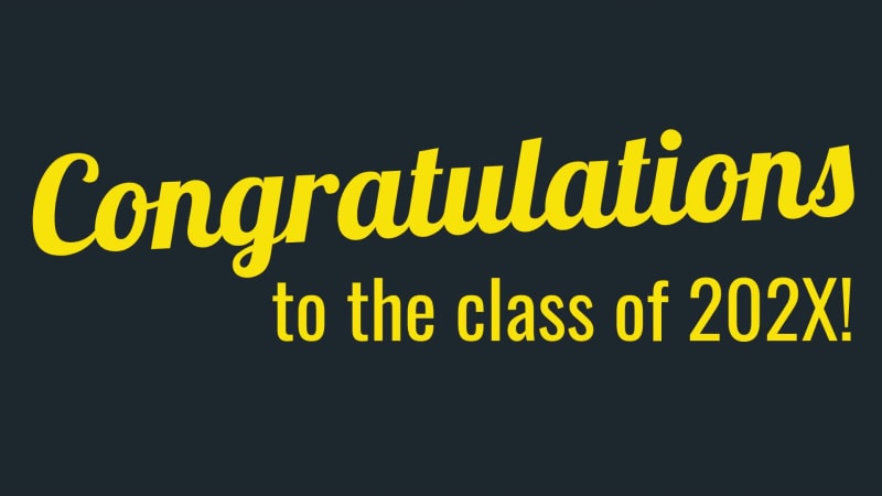 CONGRATS GRADS at 5 seconds