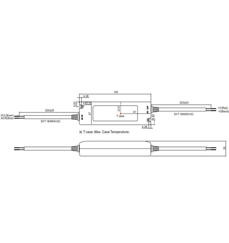 Tekening van Meanwell voeding 30VA 24V 1.25A PLN-30-24 31000199 img