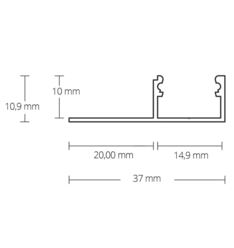 Dessin FP2 Profilé pour carrelage LED BORD 2000x37x10,7 mm Bandes LED max. 14 mm ALU 92202034 img