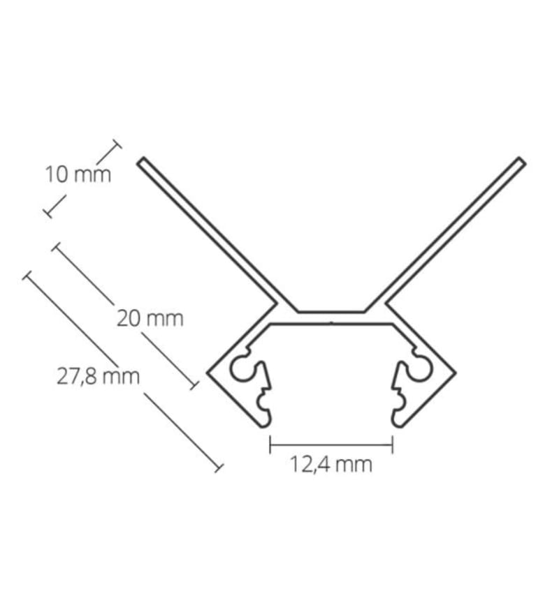 Drawing of FP5 LED tile profile OUTER CORNER 2000x27.8x27.8mm LED Strips max. ALU 92202036 img