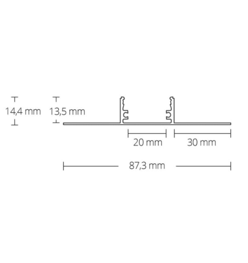 Dessin TBP5 Profilé pour cloison sèche LED 2000x87,3x14,4 mm Bandes LED max. 20 mm ALU 92202043 img