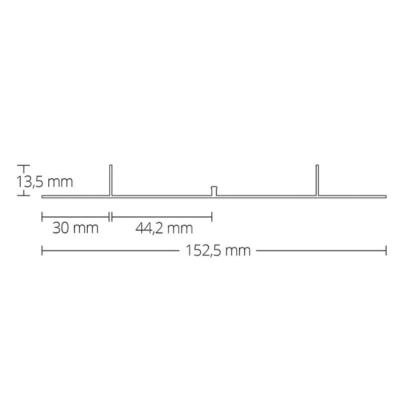 Drawing of TBP10 LED drywall profile 2000x152.5x14.8mm LED Strips max. 11 mm ALU 92202047 img