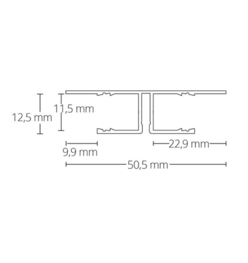 Tekening van TBP8 LED drywall profile 2000x50,5x12,5mm LED Strips max. 11 mm ALU 92202046 img