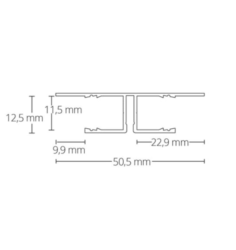 Tekening van TBP8 LED drywall profile 2000x50,5x12,5nn Black RAL 9005 92202052 img