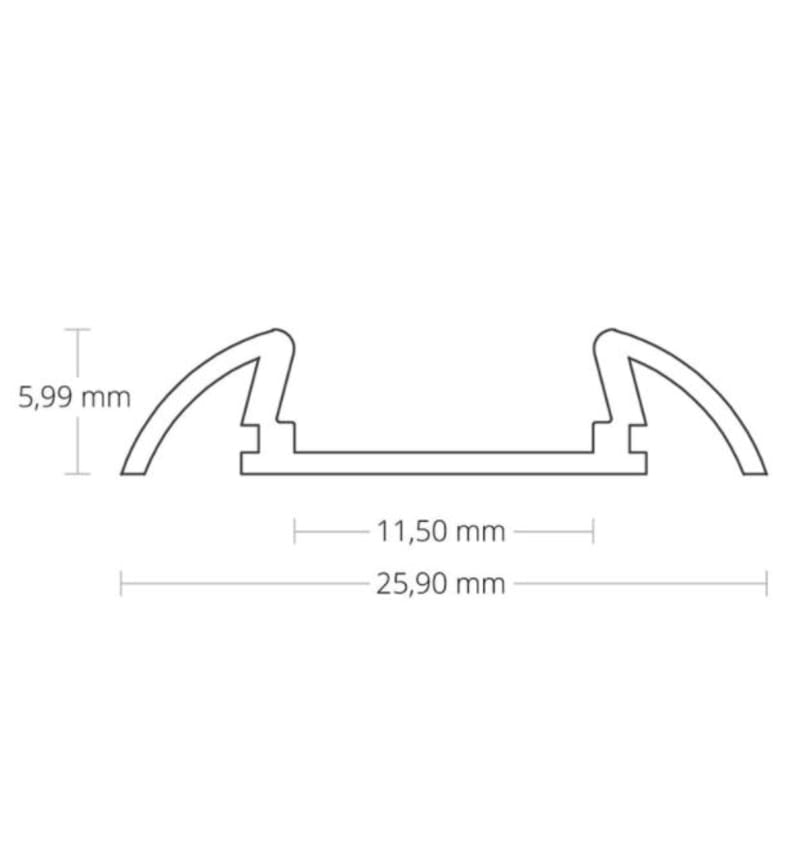 Dessin PO17 Profilé LED 2000x25,9x5,99 mm ultra-plat/ailette, Bandes LED max. 11 m ALU 92203082 img