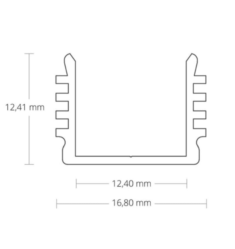 Drawing of PL5 LED Profile 2000x16.8x12.41mm White RAL9010 92205203 img