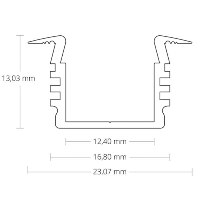 Tekening van Profiel 2000x23,07x13,03mm, high / wing, LED strips max. 12mm 92206032 img