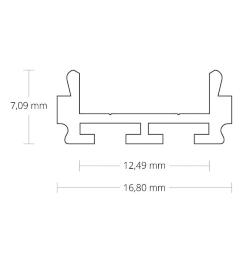 Drawing of PL6 LED Profile 2000x16.8x7.09mm flat, LED strips max. 12 mm ALU 92206062 img