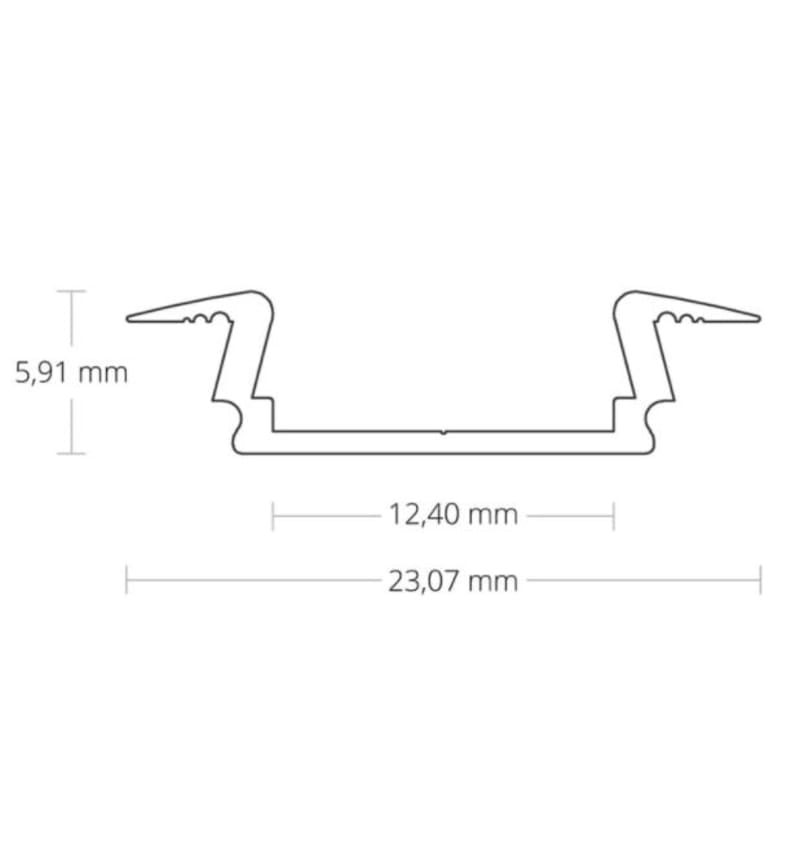 Drawing of LED profile 2000x23.07x5.91mm, flat/wing, LED strips max. 12mm 92206082 img