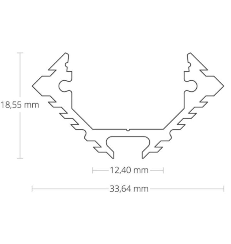 Drawing of PL11 LED Profile 2000x33.64x18.55mm LED strips max. 12 mm ALU 92208012 img