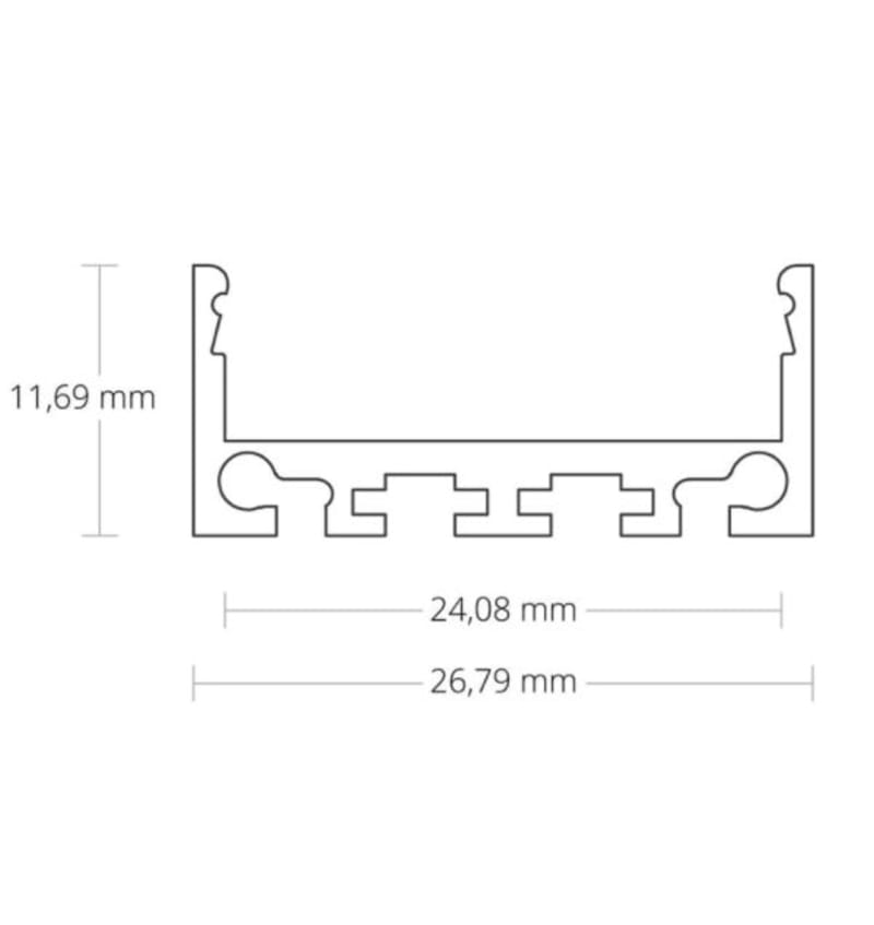 Tekening van Surface 2000x26,79x11,69mm, flat, LED strips max. 24 mm 92301012 img