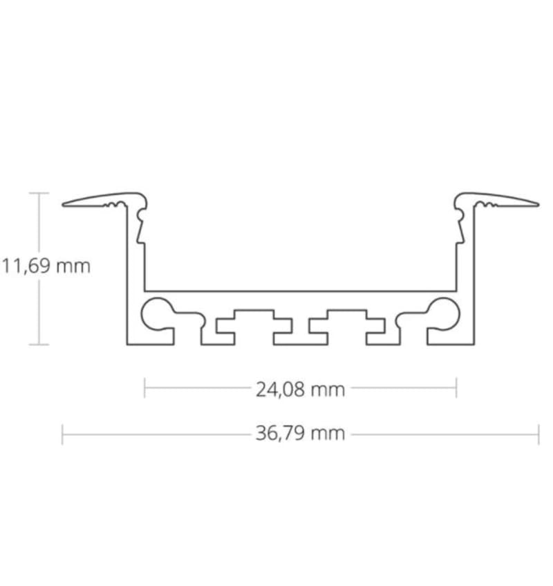 Dessin Profilé 2000x36,79x11,69 mm, plat / ailette, Bandes LED max. 24 mm 92306012 img