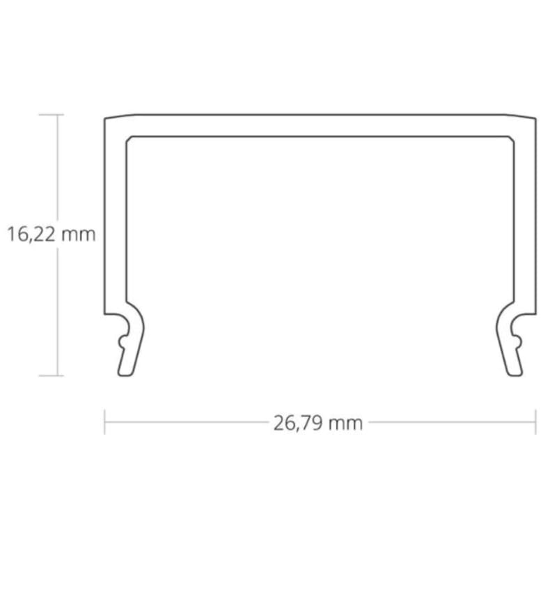 Dessin Couvercle opalin / satiné 2000x26,79x16,22 mm pour profilé 92301012/92401012 92700018 img