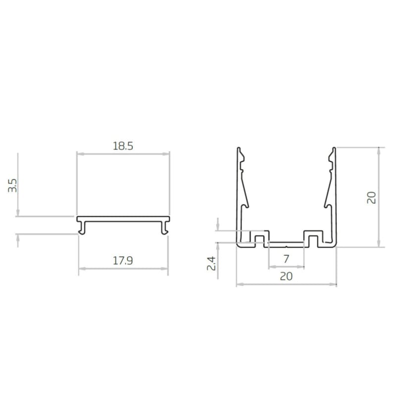 Pro Flex D16 Profile, 2000x20x20mm, Frost Cover 95165793 img