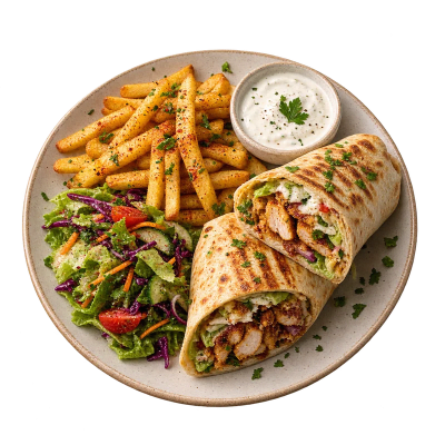 Grilled Chicken Wrap with Fries