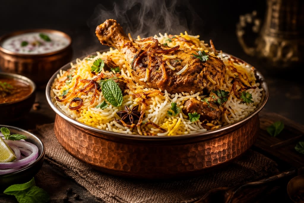 Authentic Hyderabadi Dum Biryani in Copper Handi