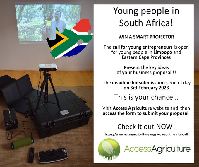 Call for Entrepreneurs To Win A Smart Projector | GIZ KCOA project|South Africa| Access Agriculture