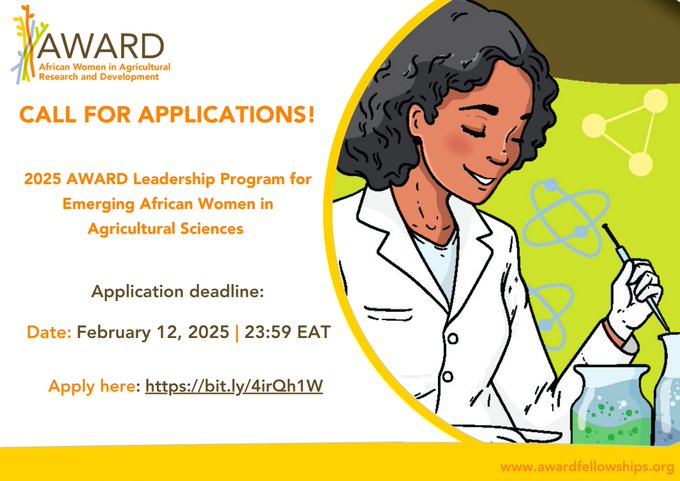 Call for Application| 2025 AWARD Leadership Program for Emerging African Women in Agricultural Sciences