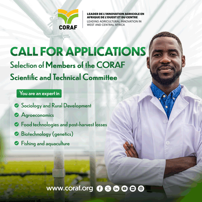 Call for applications for the selection of members of the CORAF Scientific and Technical Committee.