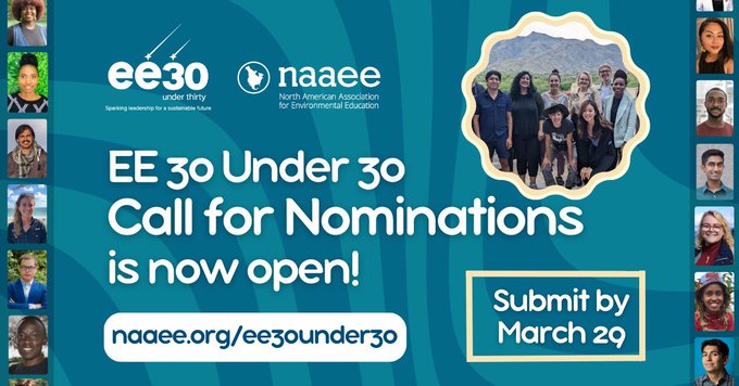 Environmental education (EE) 30 Under 30 Call For Nominations Is Now Open