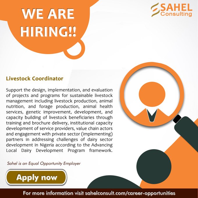 Livestock Coordinator Position At Sahel Consulting Agriculture and Nutrition