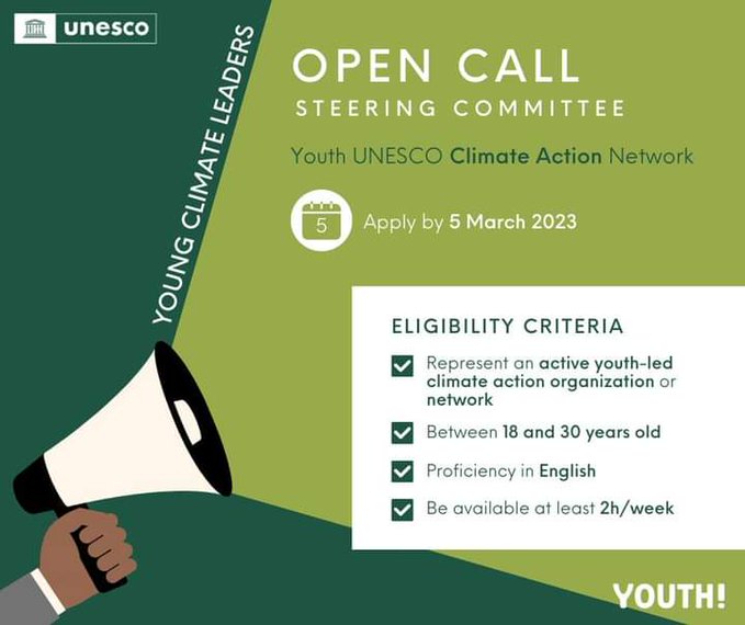 Call for applications – Steering Committee|Youth UNESCO Climate Action Network (You-Can)