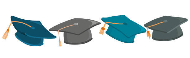 Graduation caps symbolizing success and achievement